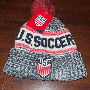 USA soccer beanie red n black